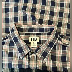 Harbor Bay Men's Plaid (Navy-Red-White) Short Sleeve ButtonUp (3XLT)